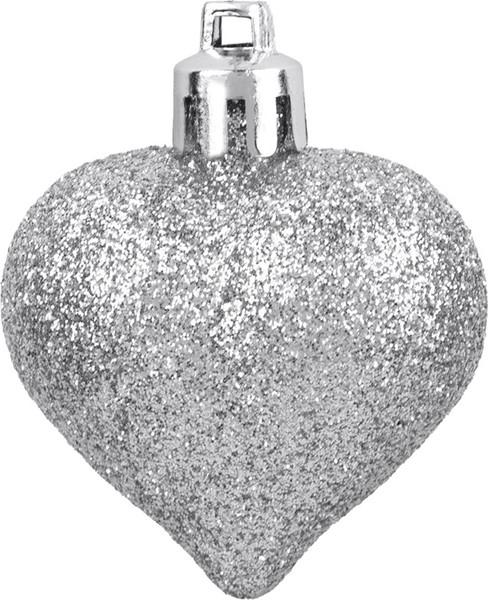 Изображение товара Набор елочных игрушек Волшебная страна Сердечки серебряные 110445 (10шт)