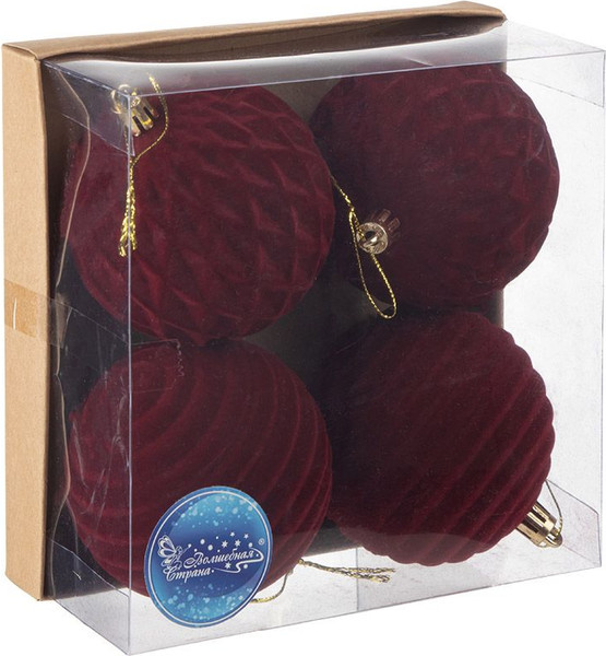 Изображение товара Набор шаров новогодних Волшебная страна Бордо 110476 (4шт)