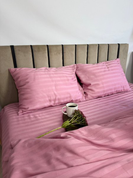 Изображение товара Комплект постельного белья Samsara Страйп-сатин 1.5сп 50х70 (пыльная роза)