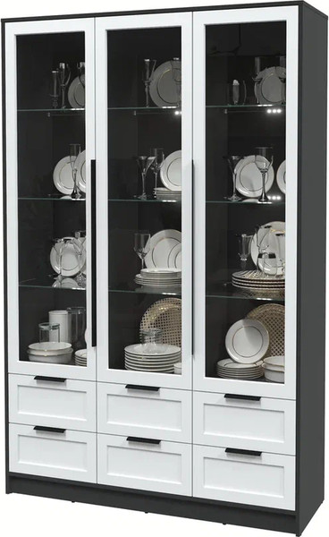 Изображение товара Шкаф с витриной Интерлиния Концепт Тренд КТ-ШВ3 с подсветкой (антрацит/белый)