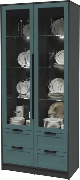 Изображение товара Шкаф с витриной Интерлиния Концепт Тренд КТ-ШВ2 с подсветкой (антрацит/верде)