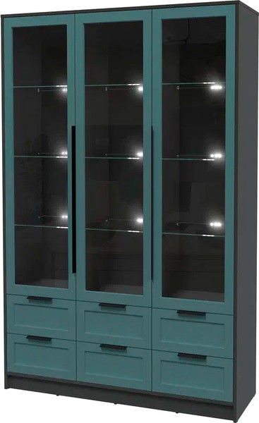 Изображение товара Шкаф с витриной Интерлиния Концепт Тренд КТ-ШВ3 с подсветкой (антрацит/верде)