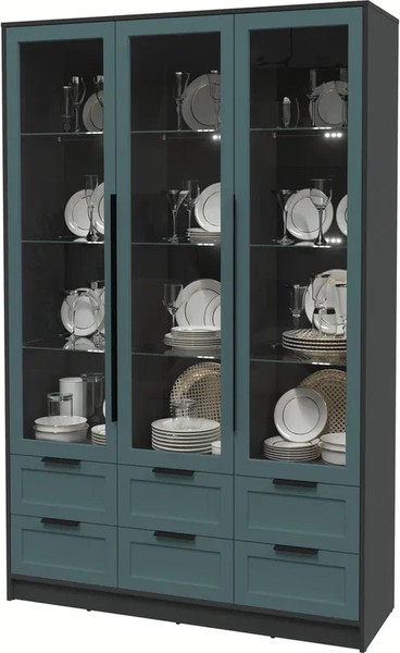 Изображение товара Шкаф с витриной Интерлиния Концепт Тренд КТ-ШВ3 с подсветкой (антрацит/верде)