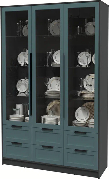 Изображение товара Шкаф с витриной Интерлиния Концепт Тренд КТ-ШВ3 (антрацит/верде)