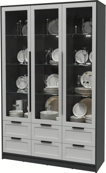 Изображение товара Шкаф с витриной Интерлиния Концепт Тренд КТ-ШВ3 с подсветкой (антрацит/грей)