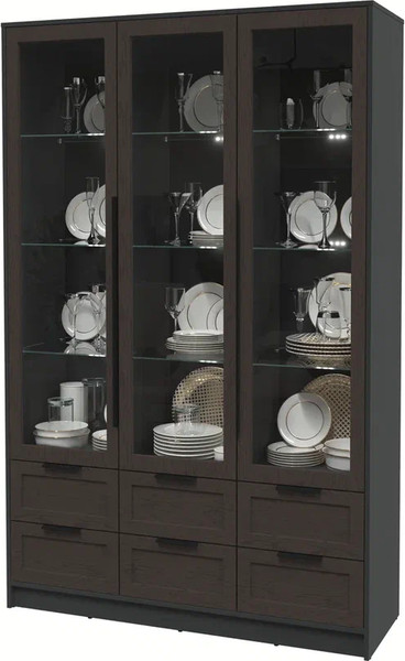 Изображение товара Шкаф с витриной Интерлиния Концепт Тренд КТ-ШВ3 с подсветкой (антрацит/дуб английский)