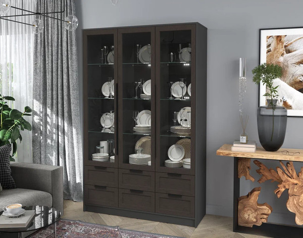 Изображение товара Шкаф с витриной Интерлиния Концепт Тренд КТ-ШВ3 с подсветкой (антрацит/дуб английский)