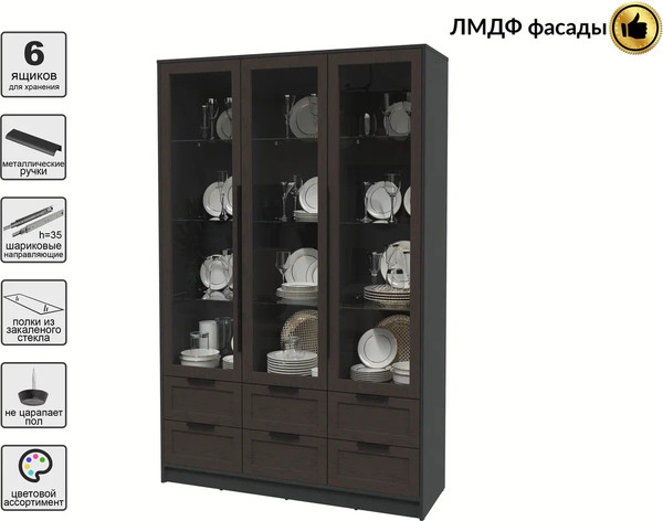 Изображение товара Шкаф с витриной Интерлиния Концепт Тренд КТ-ШВ3 (антрацит/дуб английский)