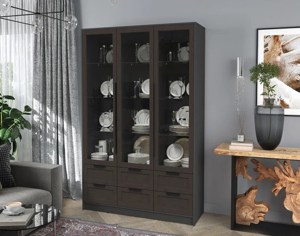 Изображение товара Шкаф с витриной Интерлиния Концепт Тренд КТ-ШВ3 (антрацит/дуб английский)