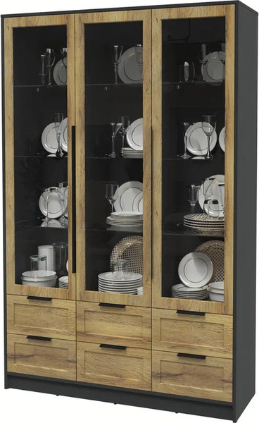 Изображение товара Шкаф с витриной Интерлиния Концепт Тренд КТ-ШВ3 (антрацит/дуб вотан)