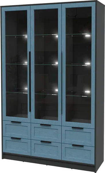 Изображение товара Шкаф с витриной Интерлиния Концепт Тренд КТ-ШВ3 с подсветкой (антрацит/дуб лазурный)