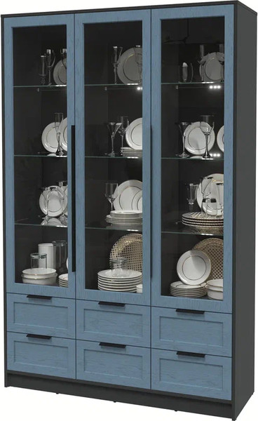 Изображение товара Шкаф с витриной Интерлиния Концепт Тренд КТ-ШВ3 с подсветкой (антрацит/дуб лазурный)