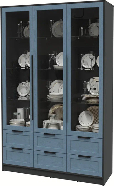 Изображение товара Шкаф с витриной Интерлиния Концепт Тренд КТ-ШВ3 (антрацит/дуб лазурный)