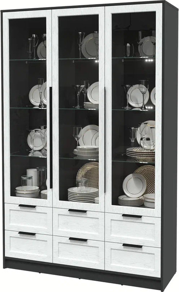 Изображение товара Шкаф с витриной Интерлиния Концепт Тренд КТ-ШВ3 с подсветкой (антрацит/дуб полярный)