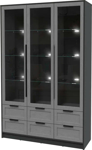Изображение товара Шкаф с витриной Интерлиния Концепт Тренд КТ-ШВ3 с подсветкой (антрацит/дуб серый)