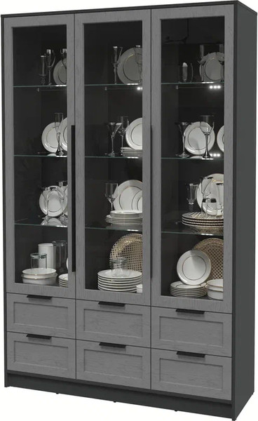 Изображение товара Шкаф с витриной Интерлиния Концепт Тренд КТ-ШВ3 с подсветкой (антрацит/дуб серый)