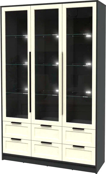 Изображение товара Шкаф с витриной Интерлиния Концепт Тренд КТ-ШВ3 с подсветкой (антрацит/дуб снежный)