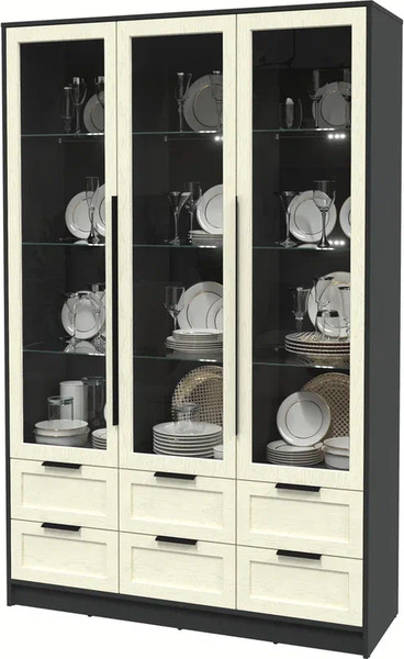 Изображение товара Шкаф с витриной Интерлиния Концепт Тренд КТ-ШВ3 с подсветкой (антрацит/дуб снежный)