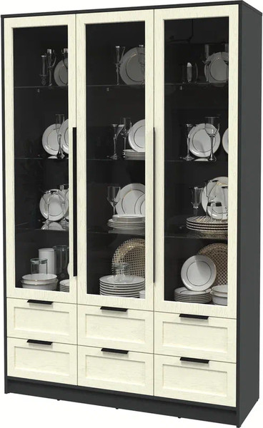 Изображение товара Шкаф с витриной Интерлиния Концепт Тренд КТ-ШВ3 (антрацит/дуб снежный)