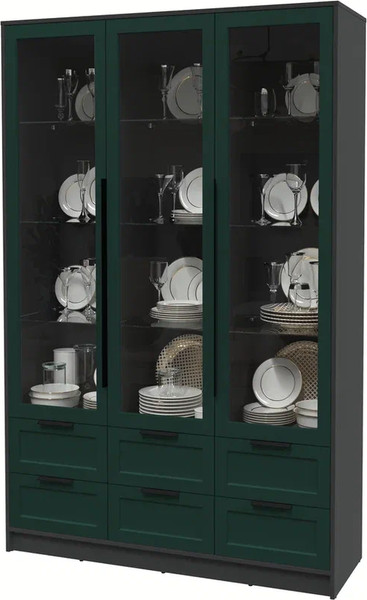 Изображение товара Шкаф с витриной Интерлиния Концепт Тренд КТ-ШВ3 (антрацит/изумруд)