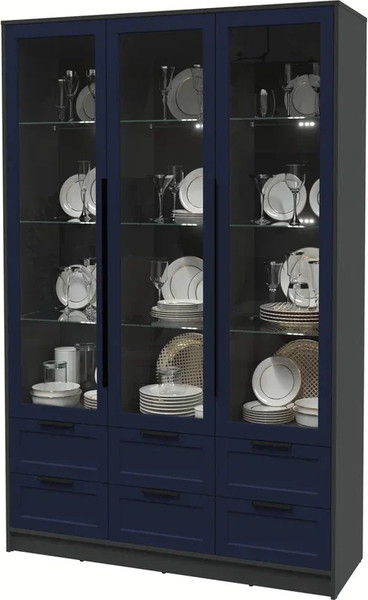 Изображение товара Шкаф с витриной Интерлиния Концепт Тренд КТ-ШВ3 с подсветкой (антрацит/индиго)