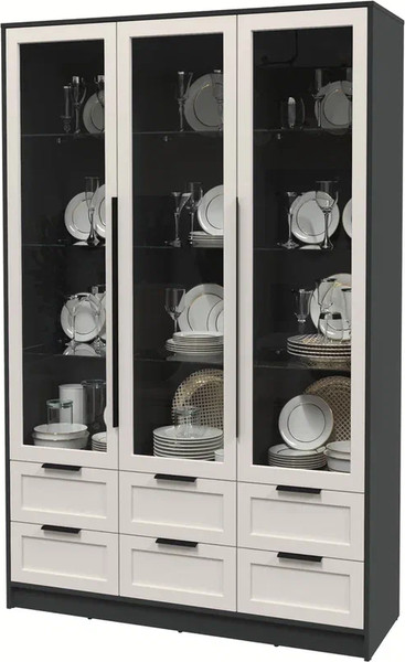 Изображение товара Шкаф с витриной Интерлиния Концепт Тренд КТ-ШВ3 (антрацит/кашемир)