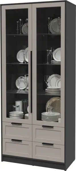 Изображение товара Шкаф с витриной Интерлиния Концепт Тренд КТ-ШВ2 (антрацит/луна)