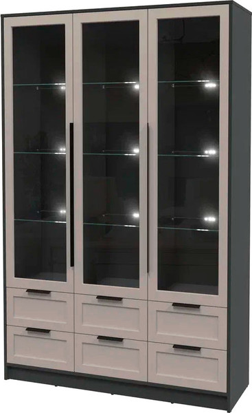 Изображение товара Шкаф с витриной Интерлиния Концепт Тренд КТ-ШВ3 с подсветкой (антрацит/луна)