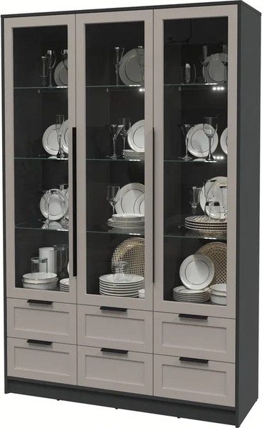 Изображение товара Шкаф с витриной Интерлиния Концепт Тренд КТ-ШВ3 с подсветкой (антрацит/луна)