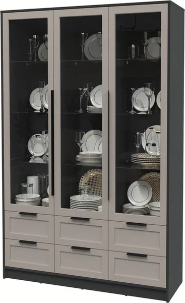 Изображение товара Шкаф с витриной Интерлиния Концепт Тренд КТ-ШВ3 (антрацит/луна)