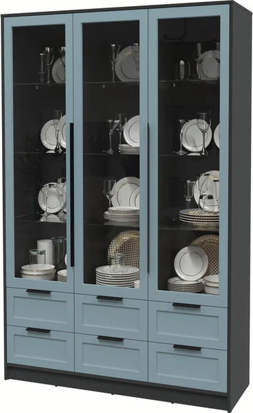 Изображение товара Шкаф с витриной Интерлиния Концепт Тренд КТ-ШВ3 (антрацит/океан)