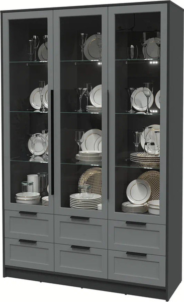 Изображение товара Шкаф с витриной Интерлиния Концепт Тренд КТ-ШВ3 с подсветкой (антрацит/серый)