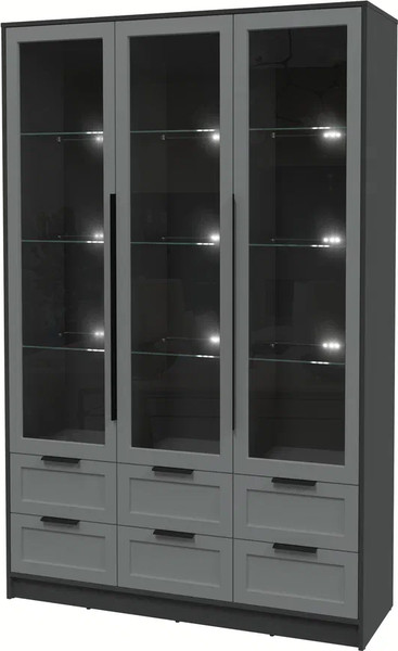 Изображение товара Шкаф с витриной Интерлиния Концепт Тренд КТ-ШВ3 с подсветкой (антрацит/серый)