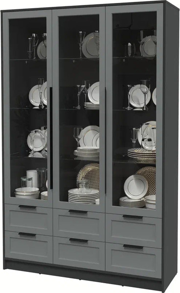 Изображение товара Шкаф с витриной Интерлиния Концепт Тренд КТ-ШВ3 (антрацит/серый)