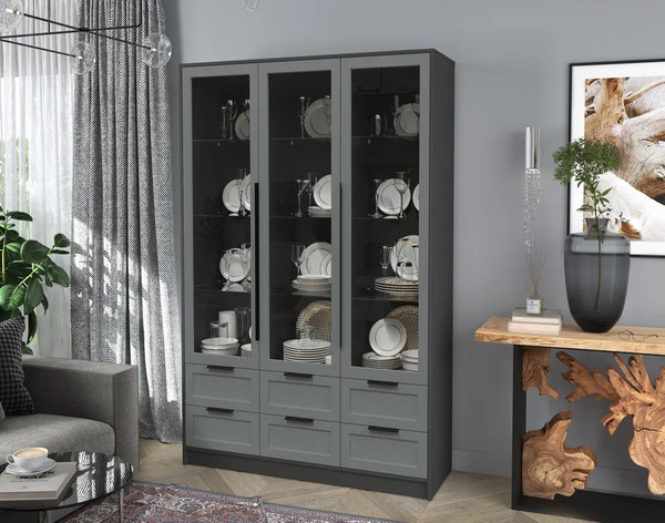 Изображение товара Шкаф с витриной Интерлиния Концепт Тренд КТ-ШВ3 (антрацит/серый)