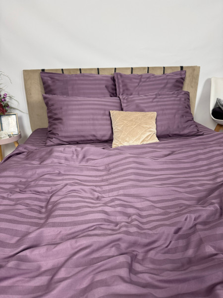 Изображение товара Комплект постельного белья Samsara Страйп-сатин 1.5сп 70х70 (черника)