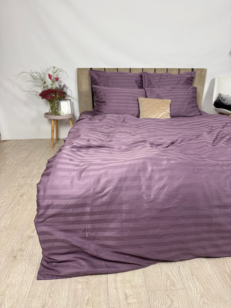 Изображение товара Комплект постельного белья Samsara Страйп-сатин 1.5сп 50х70 (черника)