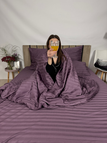 Изображение товара Комплект постельного белья Samsara Страйп-сатин Евро 50х70 (черника)