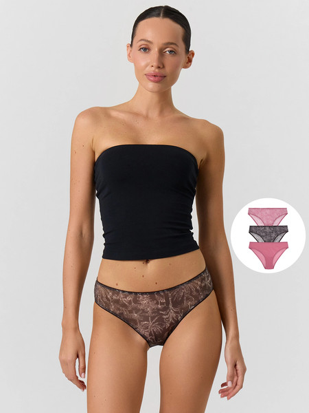 Изображение товара Комплект женских трусов Mark Formelle 412451-3 (р.94, веточки на коричневом)