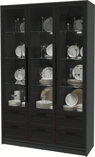 Изображение товара Шкаф с витриной Интерлиния Концепт Тренд КТ-ШВ3 с подсветкой (антрацит/черный)