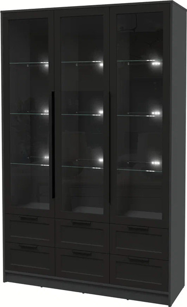 Изображение товара Шкаф с витриной Интерлиния Концепт Тренд КТ-ШВ3 с подсветкой (антрацит/черный)