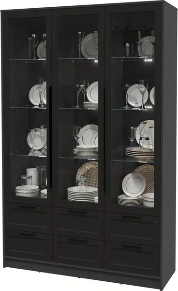 Изображение товара Шкаф с витриной Интерлиния Концепт Тренд КТ-ШВ3 (антрацит/черный)