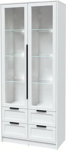 Изображение товара Шкаф с витриной Interline Концепт Тренд КТ-ШВ2 с подсветкой (белый платинум/белый)