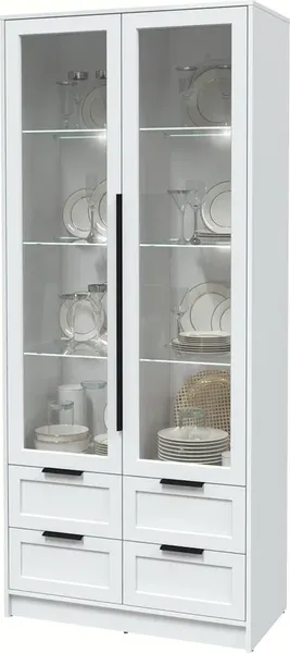 Изображение товара Шкаф с витриной Interline Концепт Тренд КТ-ШВ2 с подсветкой (белый платинум/белый)