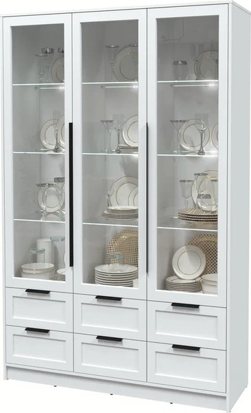 Изображение товара Шкаф с витриной Интерлиния Концепт Тренд КТ-ШВ3 с подсветкой (белый платинум/белый)
