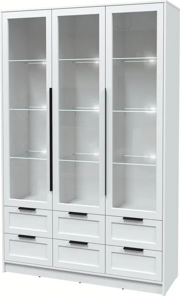Изображение товара Шкаф с витриной Интерлиния Концепт Тренд КТ-ШВ3 с подсветкой (белый платинум/белый)