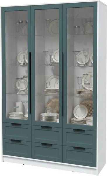 Изображение товара Шкаф с витриной Интерлиния Концепт Тренд КТ-ШВ3 (белый платинум/верде)