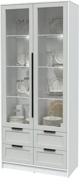 Изображение товара Шкаф с витриной Interline Концепт Тренд КТ-ШВ2 с подсветкой (белый платинум/грей)