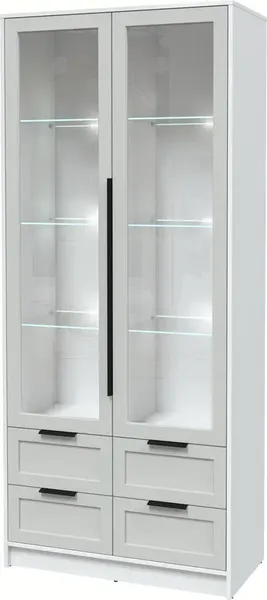 Изображение товара Шкаф с витриной Interline Концепт Тренд КТ-ШВ2 с подсветкой (белый платинум/грей)
