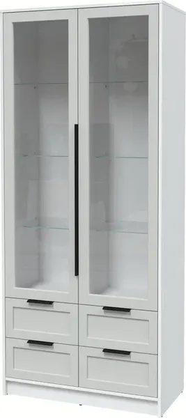 Изображение товара Шкаф с витриной Интерлиния Концепт Тренд КТ-ШВ2 (белый платинум/грей)